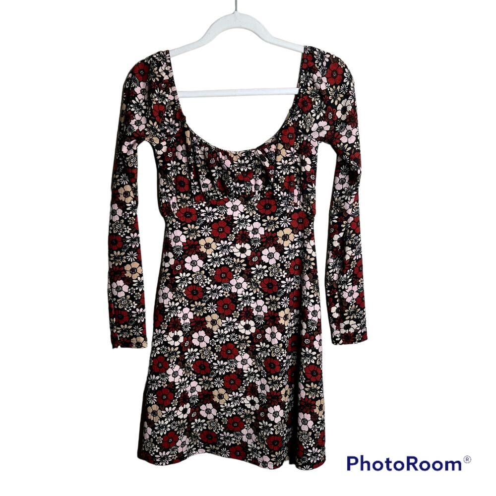 TopShop 70s Floral Long Sleeve A - Line Dress Size 4 NWT